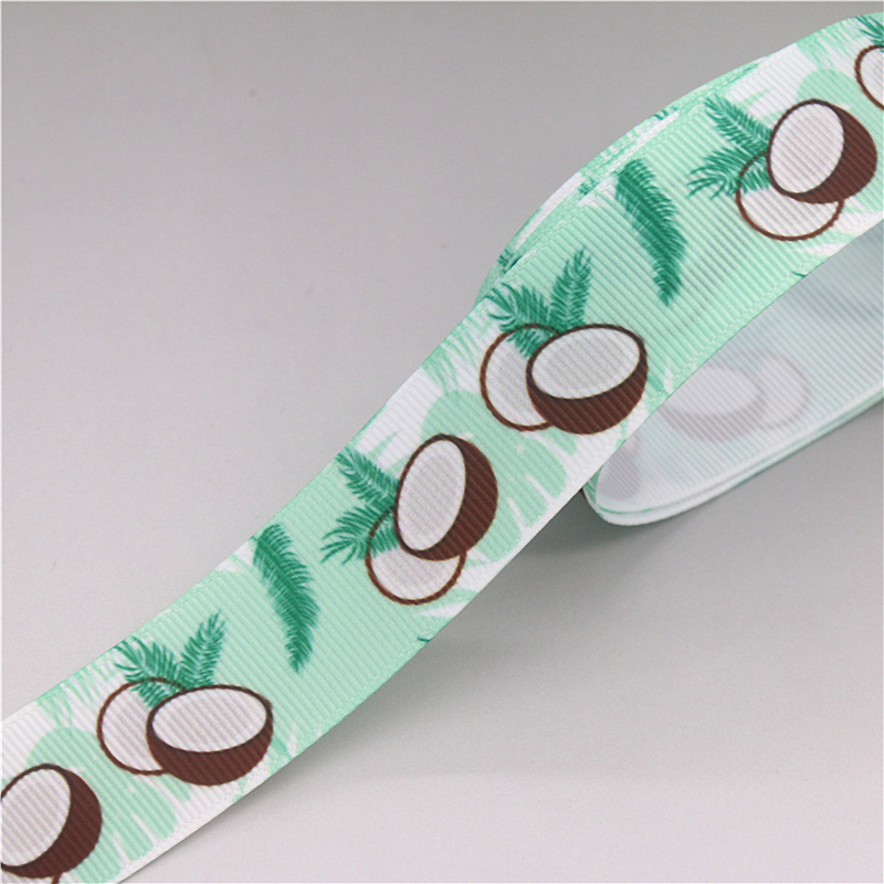 DHK-Cinta de grogrén con estampado de fruta de dragón, Pitaya, coco, manzana, naranja, accesorio para el pelo, lazo para la cabeza, decoración artesanal, 50 yardas, S1640