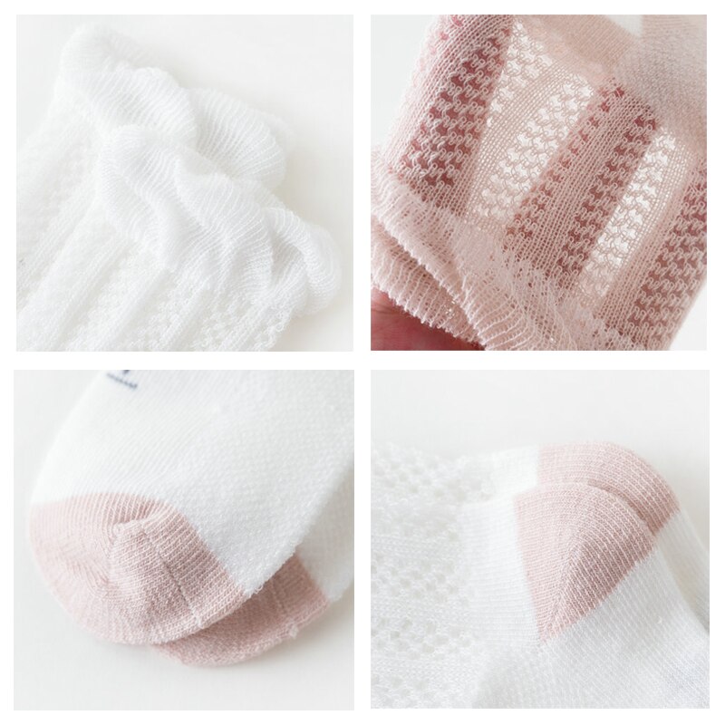 Balleenbrillant 5 paires été maille chaussettes pour enfants doux coton bébé filles garçons chaussettes anti-dérapant -né jambière enfants accessoires