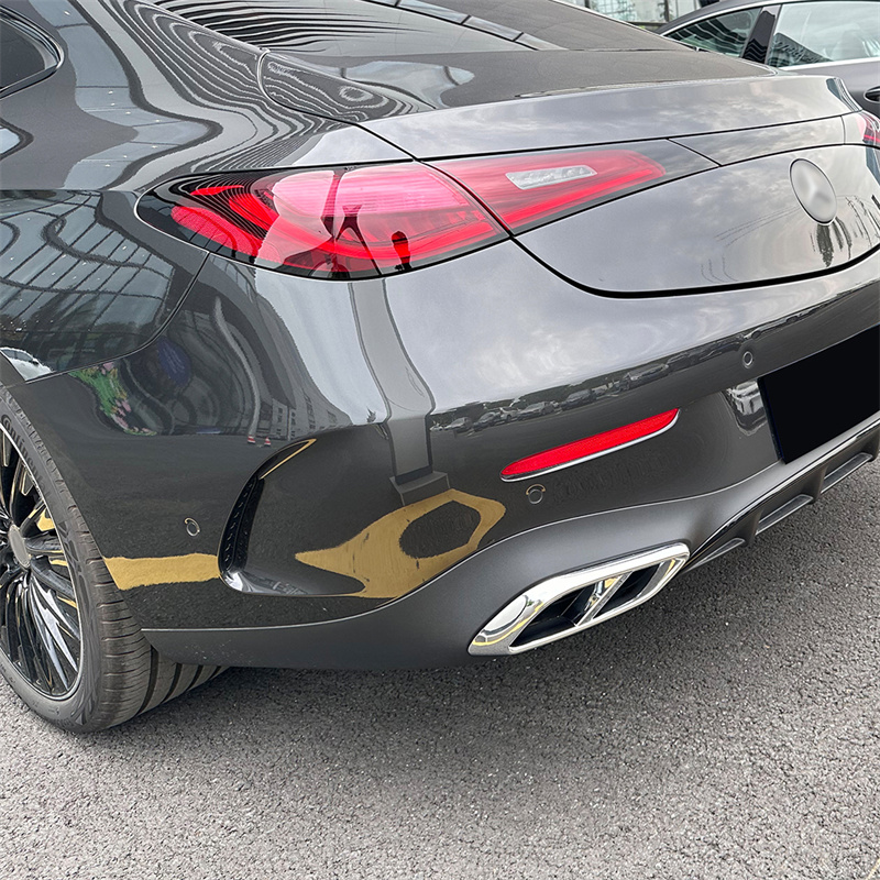 For Mercedes Benz CLE Coupe Car Rear Throat Exhaust Pipe Tail Muffler Tips Cover Trim Sticker + C236 CLE260 300 CLE53 AMG