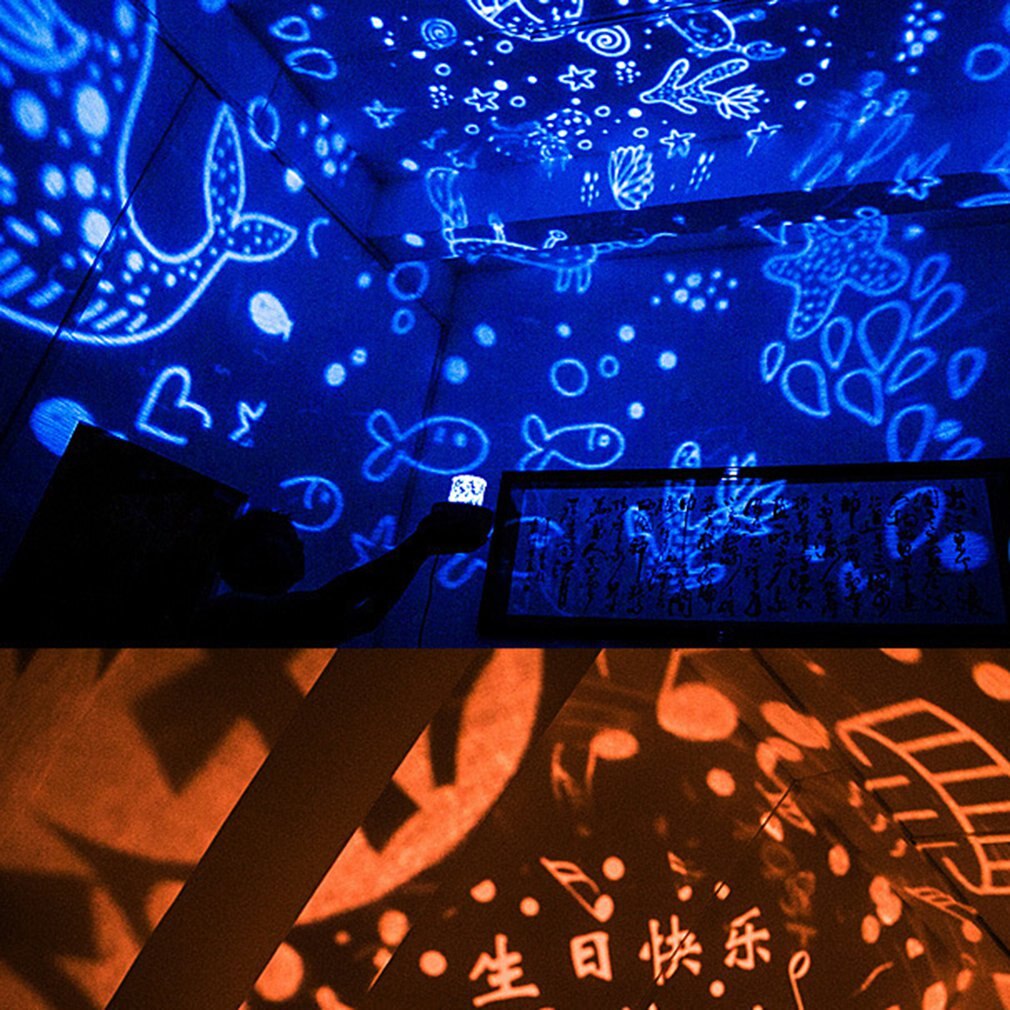 starry sky night light / wireless remote night light 360-degree rotation 4 patterns 3D atmosphere light portable light 1pcs