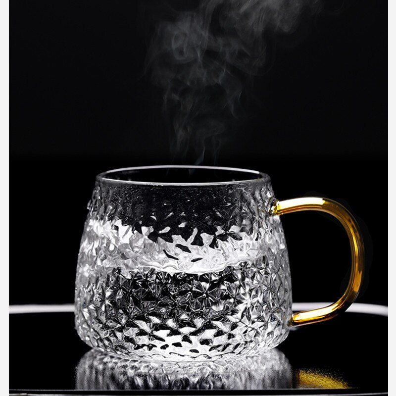 Hamer Patroon Cup Met Handvat Glas Single Layer Cup Met Handvat Transparante Ins Wind Thee Kopje Water Cup Thuis Eenvoudige cup