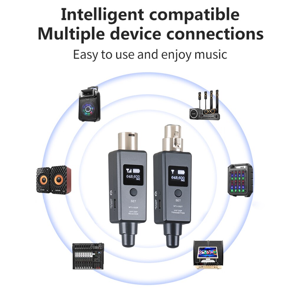 Microphone Wireless Transmitter Receiver System USB Rechargeable Support Power For Dynamic Mic/condenser Mixer Speakers