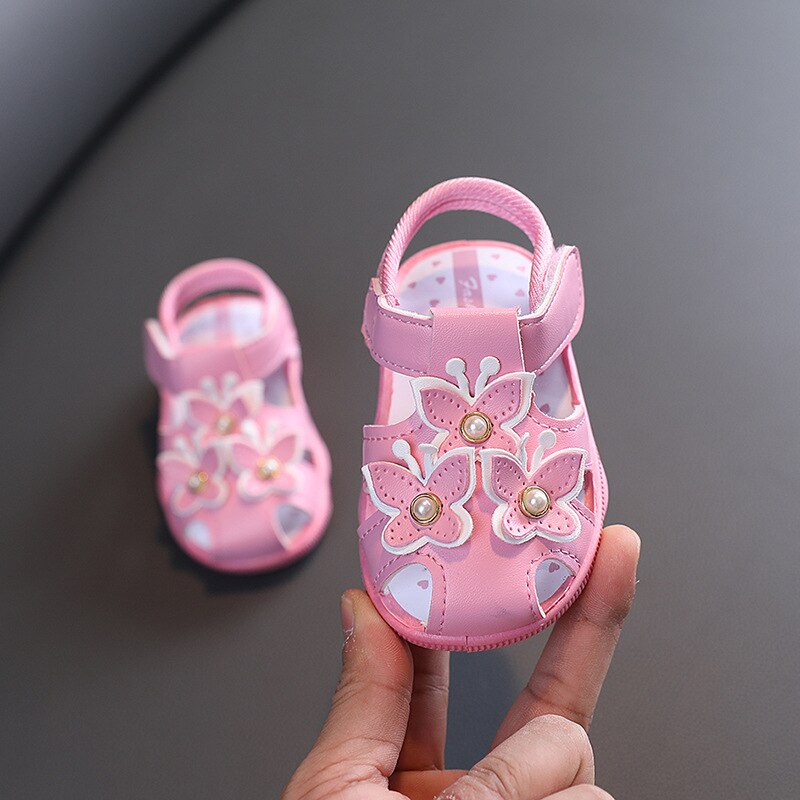 2022 Sweet Flower Baby Girl Shoes First Walkers Summer Toddler Sandals Kids Infant Princess Shoes