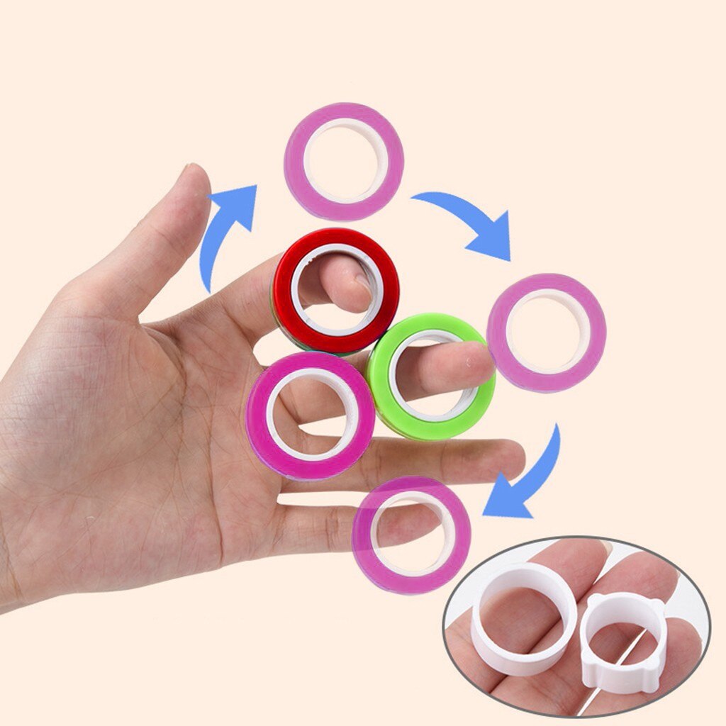 Magie Ring Requisiten Werkzeug 3PCS Anti-Stress Finger Magnetische Ringe Kinder Dekompression Fingertip Spielzeug Für Autismus ADHS Angst relief