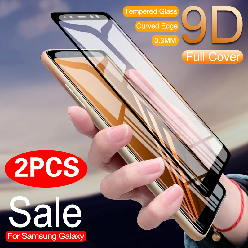 2 pièces 9D Pleine Couverture En Verre Pour Samsung Galaxy A6 A8 A7 A9 J8 J6 J4 Protecteur d'écran Pour Samsung A3 A5 A7 J3 J5 J7 Films