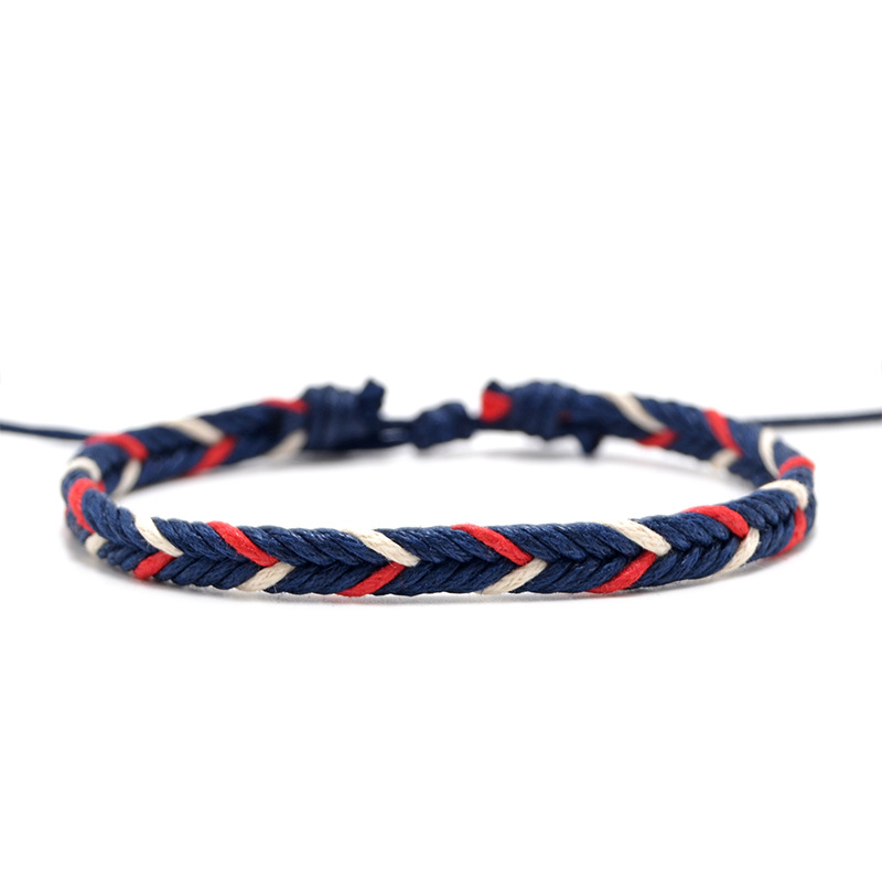 Pulsera ajustable de cuerda de macramé hecha a mano para mujer, lote de pulseras tejidas de hilo, , # KY301: Rojo óxido