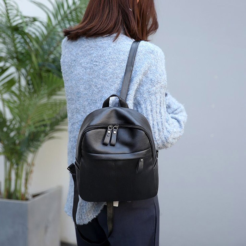 Mochila de moda feminina cor sólida versátil couro mochila de viagem de grande capacidade para viagens nova mochila #50: Default Title
