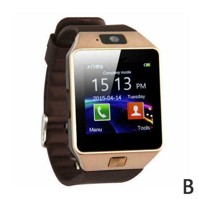 Digital berøringsskærm smart ur  dz09 q18 med kamera bluetooth armbåndsur sim-kort smartwatch til ios android telefoner support: Guld