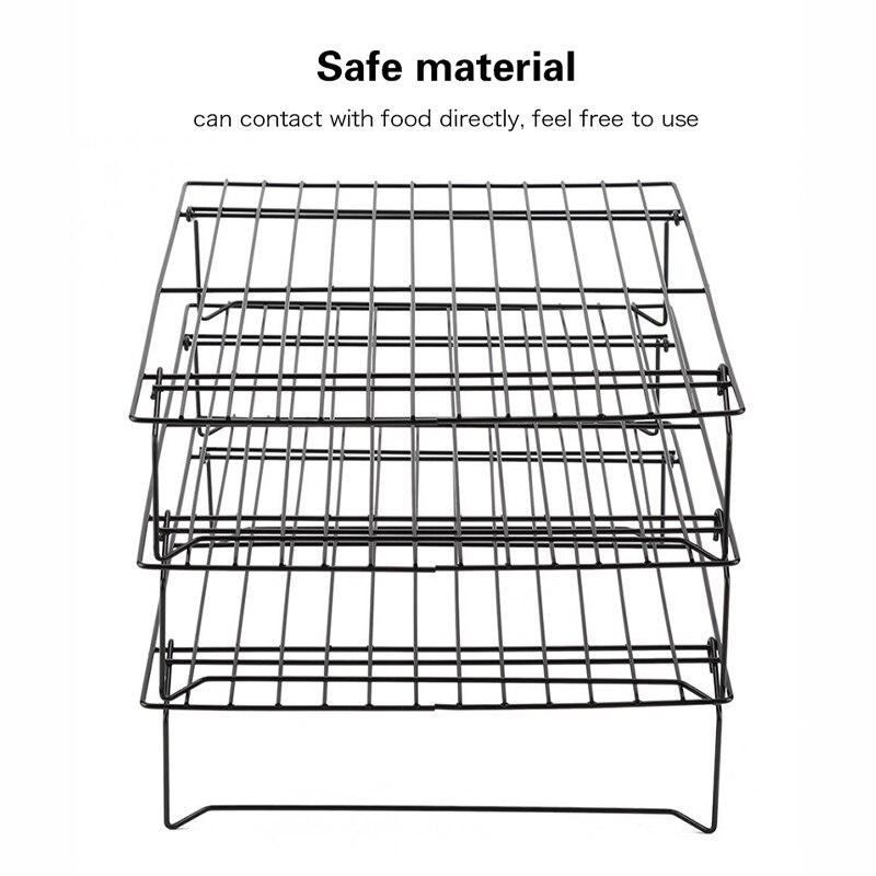 3 Layers Cooling Rack Stackable Metal Cake Cookie Biscuits Bread Cooling Racks Nonstick Net Mat Holder Kitchen Baking Cake Tray