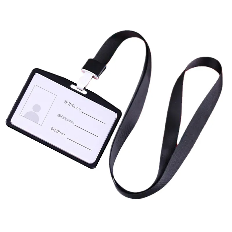 Metal Working Permit Case Badge Holder Exhibition Name ID Card Holder Card Cover Lanyard Staff Work Pass Card Sleeve Neck Strap: green