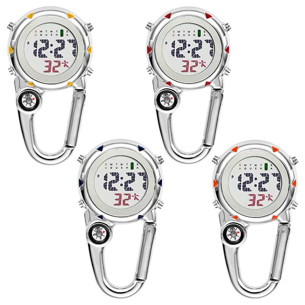 Clip On Carabiner Digital Watch Luminous Sports Watches Alloy Mater Carabiner Watch For Hikers Mountaineering Outdoor Backpack