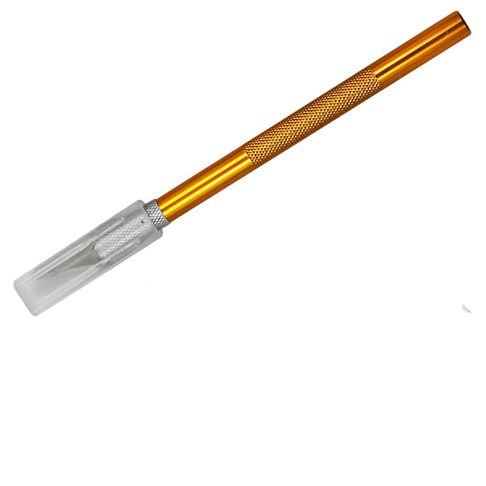 Juego de cuchillos de acero para manualidades, cortador de papel, pluma, bisturí, cuchillas de grabado para manualidades, dibujo, herramientas de mano de reparación, suministro de arte, 1 Juego: 1pc yellow