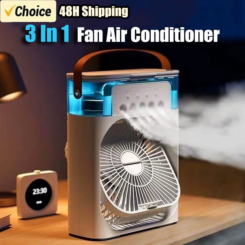 3 In 1 Ventilator Airconditioner Huishoudelijke Kleine Luchtkoeler Led Nachtlampje Draagbare Luchtbevochtiger Watermist Aanpassing Ventilator Kantoor Huis