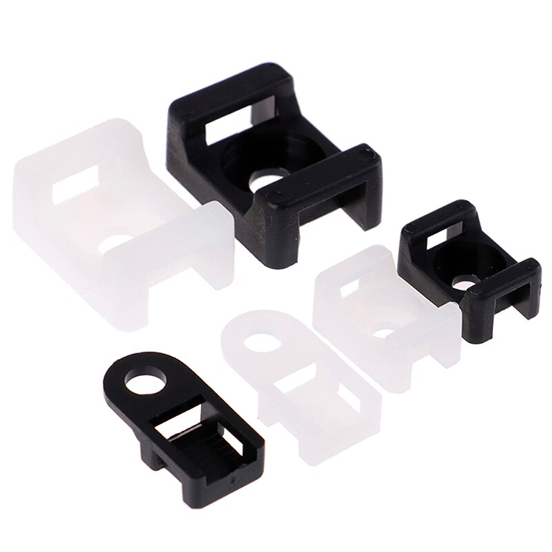100pcs White Black Cable Tie Mount Wire Buddle Saddle Type Plastic Holder