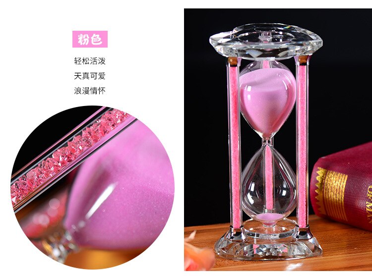 15/30 Minute coeur cristal verre sablier sablier horloge artisanat décor à la maison anniversaire amour saint valentin Reloj De Arena: Rose / 60 minutes
