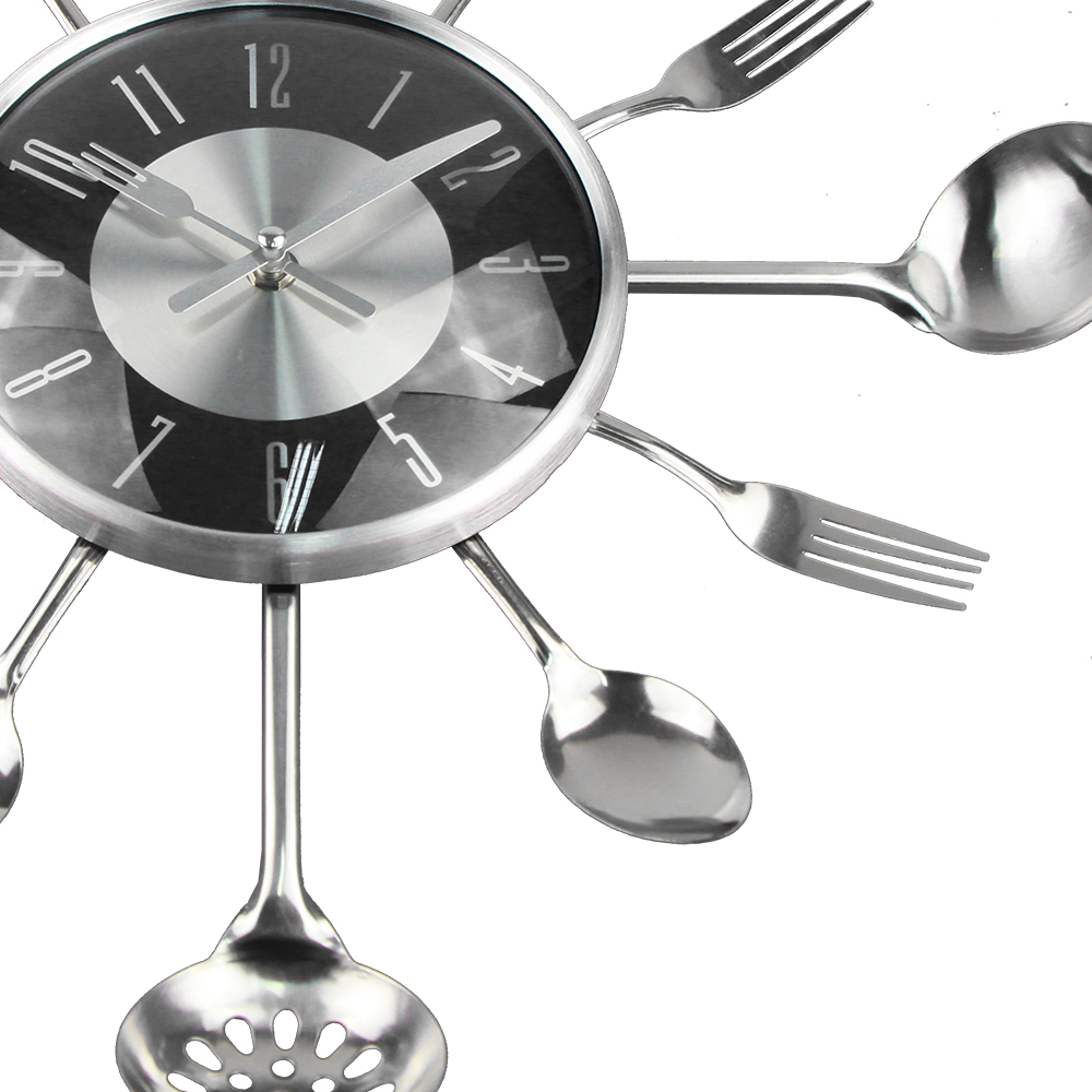 18 Inch Large Wall Clocks Metal Spoon Fork Kitchen Wall Clock Cutlery Home Decor Kitchen Clock