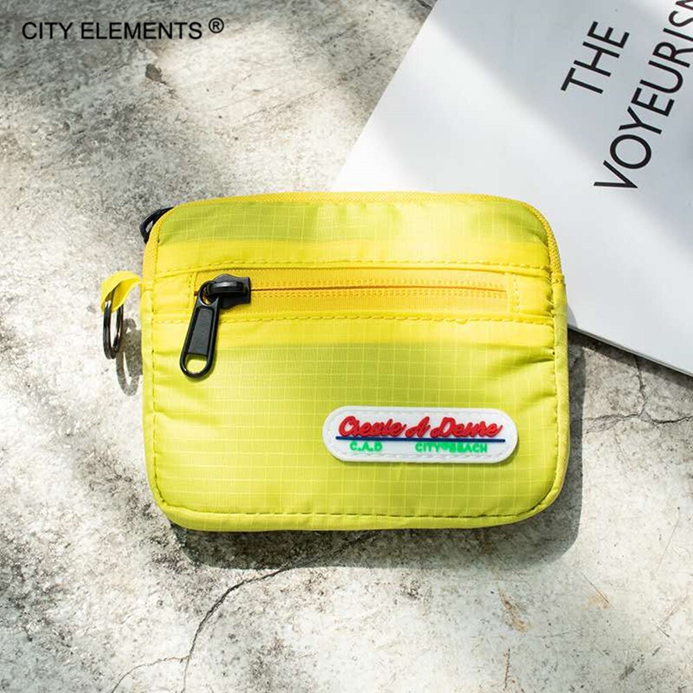 de Lindo bolso de la tarjeta de las muchachas solid monedero multi-función de cambio de monedero impermeable hebilla de bolsillo de las mujeres monedero: YELLOW