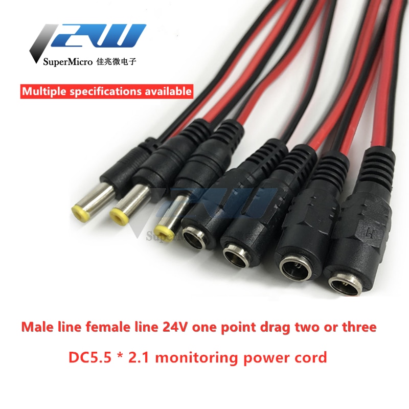 5 Pcs Dc Voeding Vrouwelijke Kabel 12V Male Adapter Kabel Dc Connector Voor Camera Dc Cctv Plug 5.5*2.1Mm 5.5X2 1