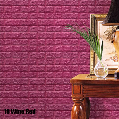 3D Wall Stickers Imitation Brick Bedroom Decor Waterproof Self-adhesive Wallpaper For Living Room Kitchen TV Backdrop Decor92915: Burgundy