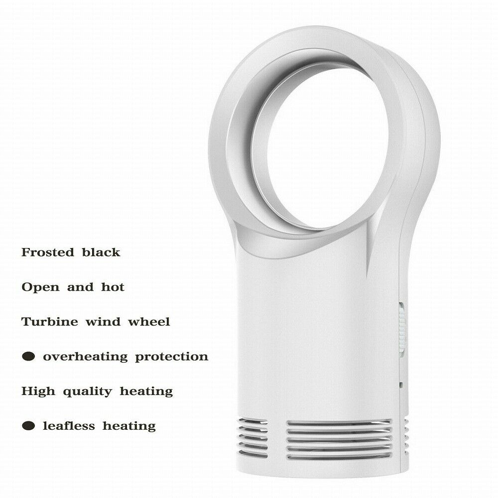 Elektrische mini-kachel, bladloze ventilator, thuis, bureaublad, bladloze verwarmers, ruimteluchtverwarmer, ventilator, mini-slaapkamer, kantoor: Wit