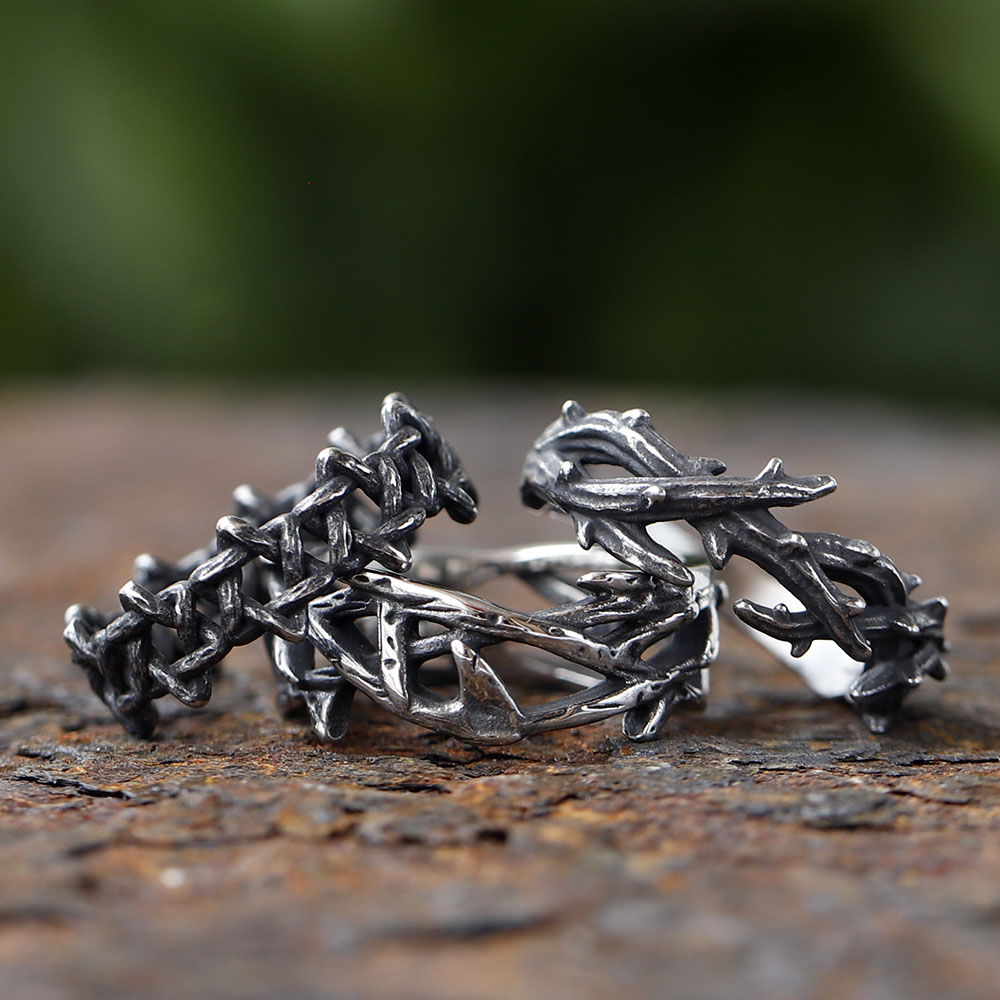 Anillo de pareja de espinas irregulares de acero inoxidable 316L con personalidad, anillos de dedo Retro para hombre y mujer, de joyería para amantes 2024