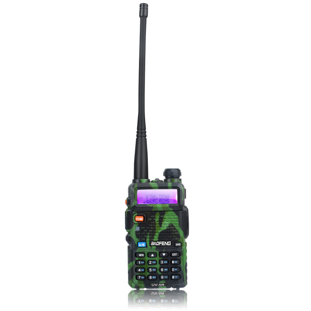 Baofeng UV-5R Dualband Walkie Talkie VHF 136–174 MHz UHF 400–520 MHz 128 Kanal 5 W FM tragbares Zwei-Wege-Radio mit Headset: Camo / American