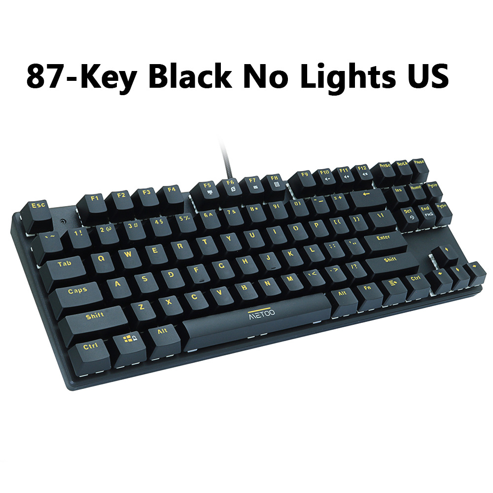 Wired Gaming Mechanical Keyboard Blue Red Switch 87/104keys Anti-ghosting Russian/US LED Backlit LED For Gamer Laptop Computer: 87black NO light US / Blue switch