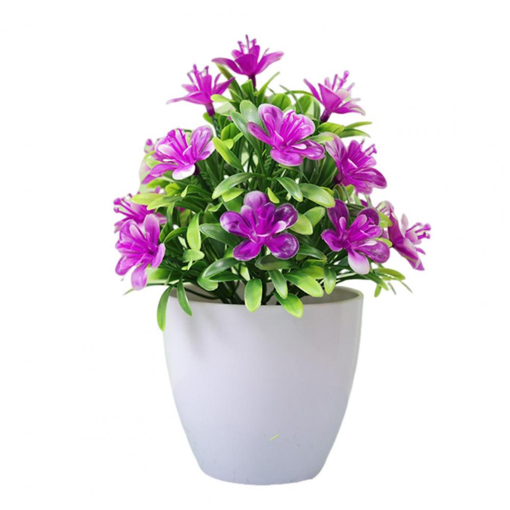 Kunstig bonsai med blomster kunstig potteplante kunstig lille træ skrivebordsdekoration til bryllup hjemmekontorskabe: Grøn