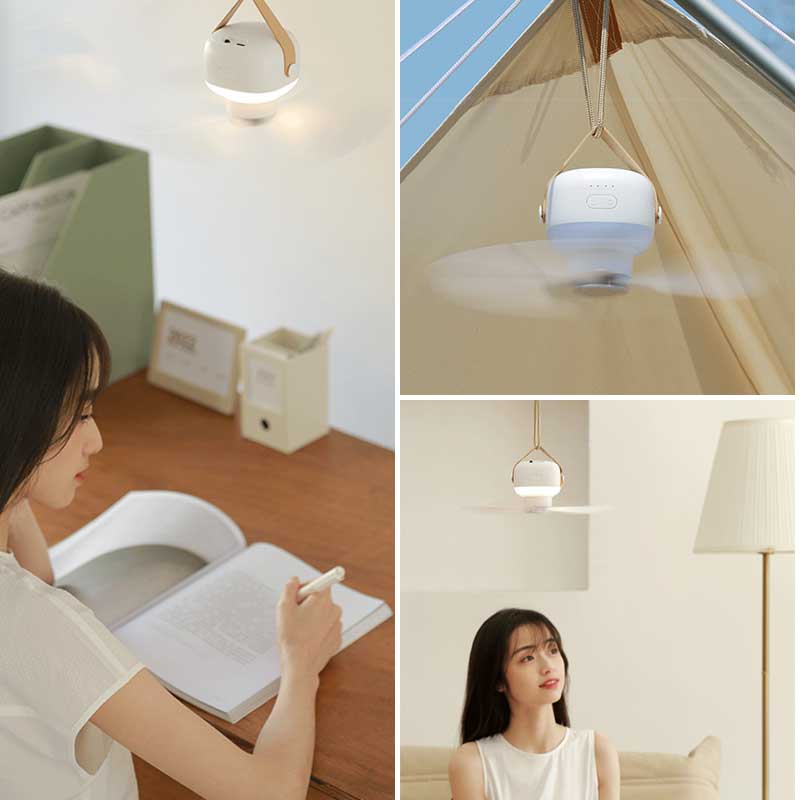 Kinscoter 7200mAh draussen-Camping-Ventilator Schnurloser Deckenventilator mit warmem Licht Zelt Ventilator Kühler Ventilator Fernbedienung