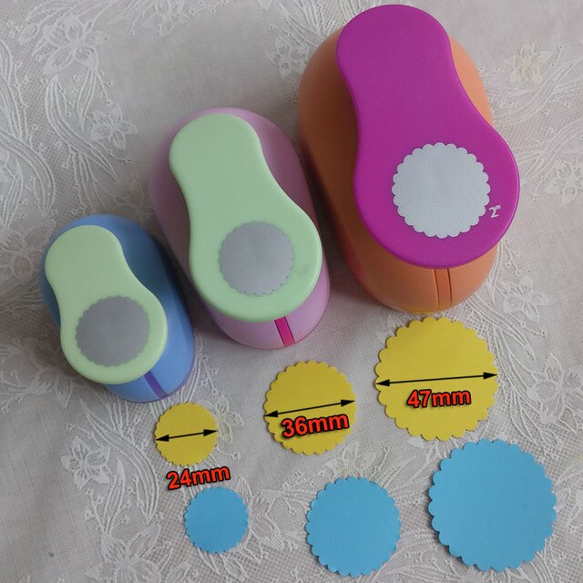 3PCS(5cm,3.8cm,2.5cm) Round shape craft punch set children manual DIY hole punches cortador de papel de scrapbook Circle punch: Wave Circle