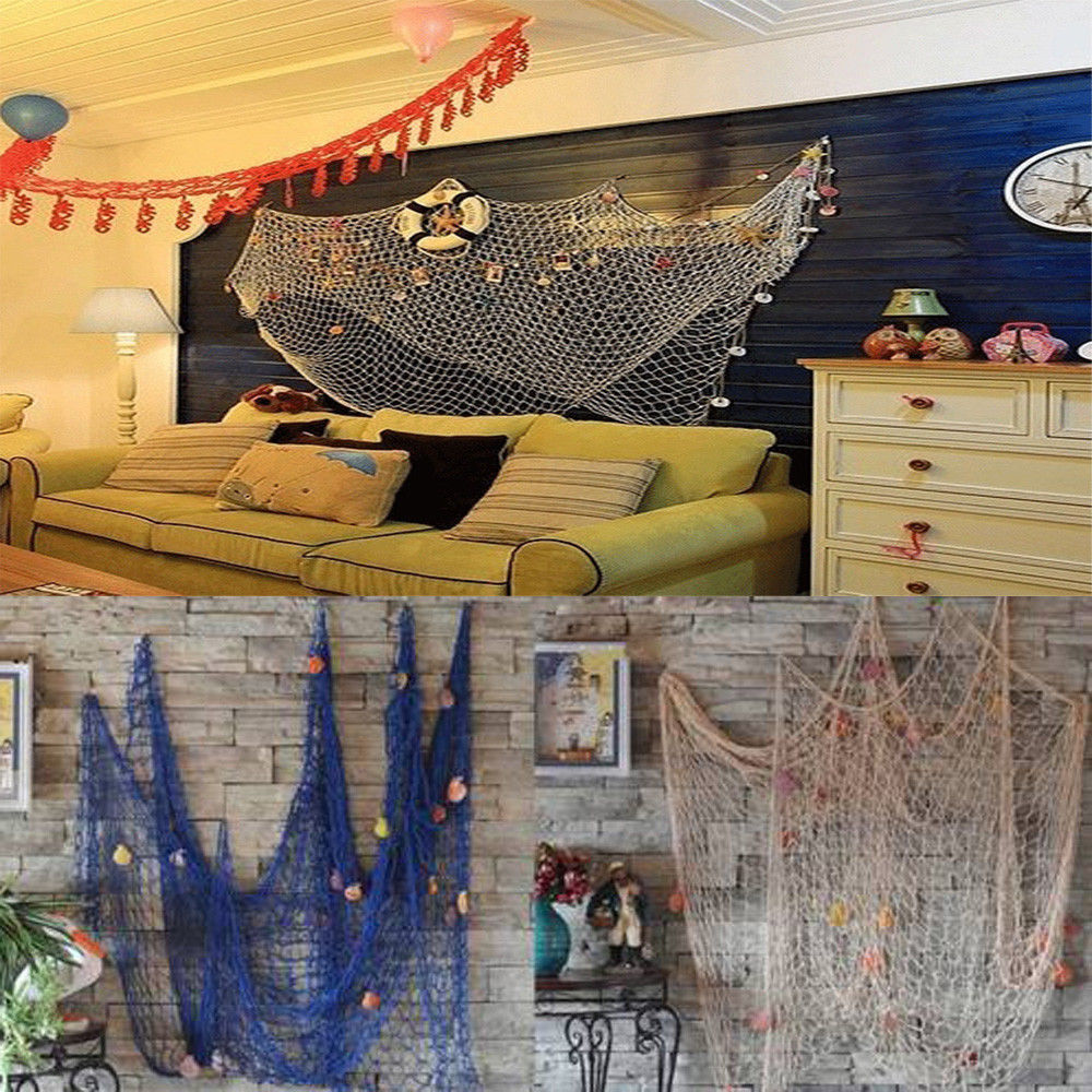 mesh cute creactive Fishing Net Sea Shell Hanging Home Wall Decoration Theme Shell Background Party birthday