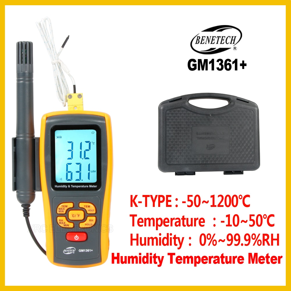 Thermometer Hygrometer Digitale Lcd-scherm 2.5 Inch Luchtvochtigheid Temperatuur Meter Data Logger GM1361 + Benetech