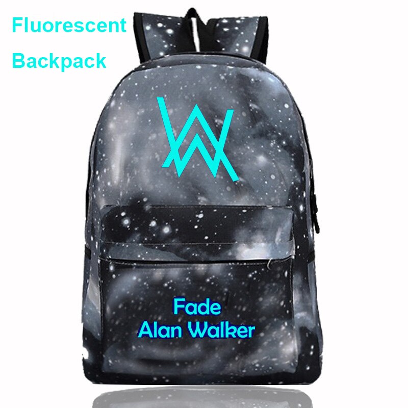 Mochila escolar fluorescente con dibujo de Alan Walker para niños y niñas, morral escolar para adolescentes,: 5322-12