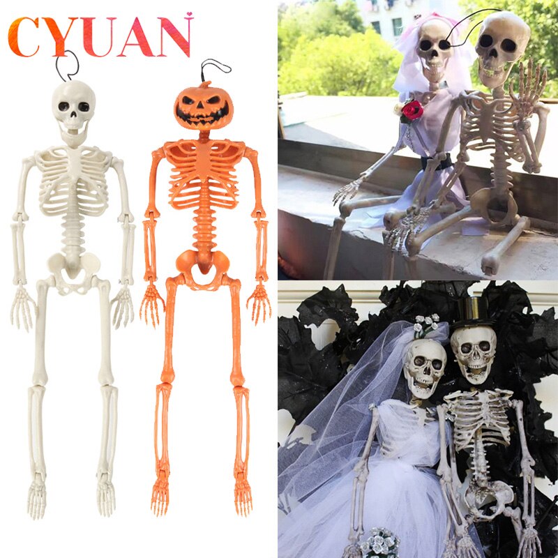 1set 40cm Horror Halloween Decoration Spoof Active Human Skeleton Model Anatomy Skeleton Halloween Party Decoration Supplies