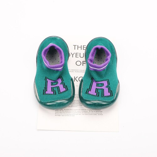 Märke baby skor pojkar flickor småbarn skor första walkers härlig baby walking sheos barn halkfria sneakers: Grön / 24-25( innersula 14.5cm)