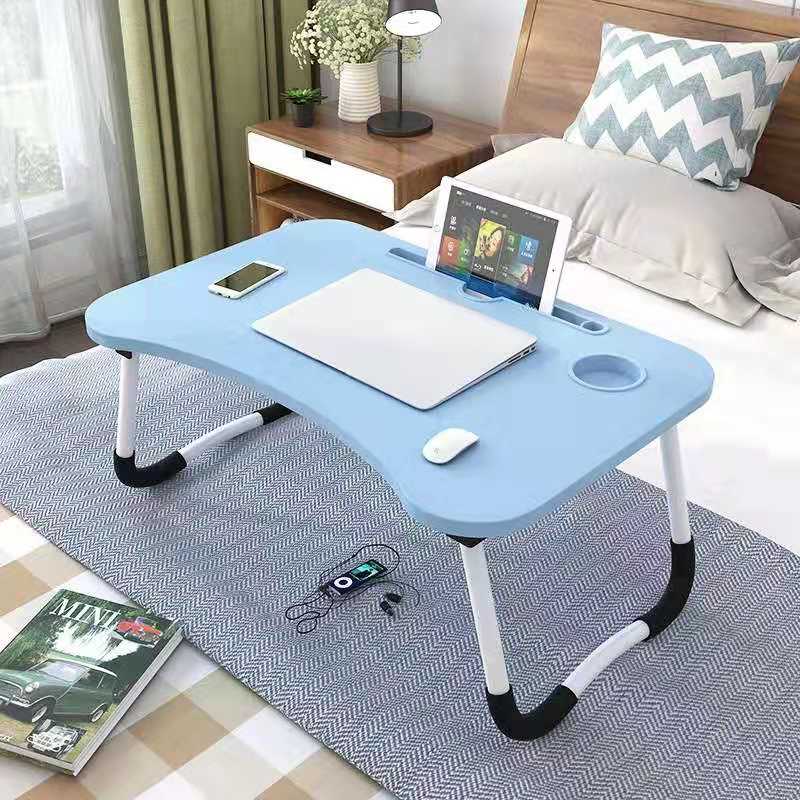 Katlanır Laptop standı tutucu taşınabilir çalışma masası masası ahşap katlanabilir bilgisayar masası yatak kanepe çay servis masa standı: blue