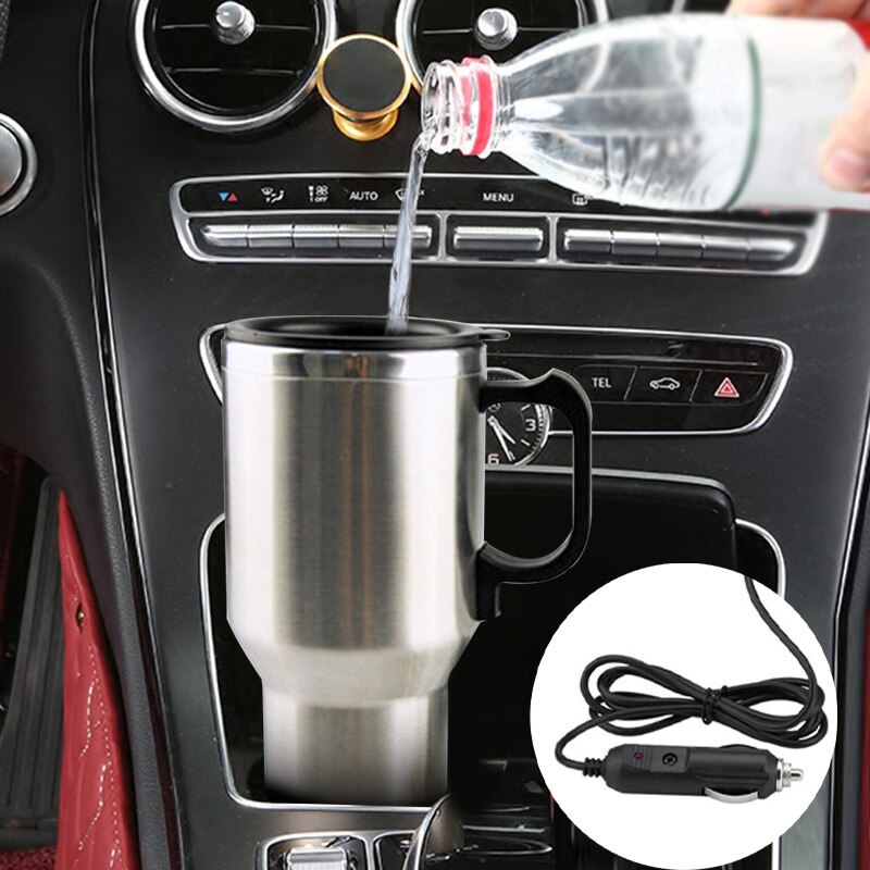 DC 12V 500ml Travel Heated Boiling Mug Coffee Tea Water Cup Car Electric Kettle.