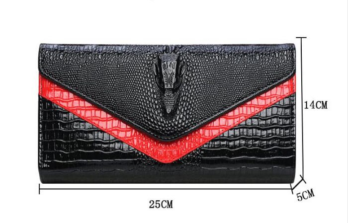 Pochette Alligator pour femmes 28x14cm, sac à main avec chaîne en or, pochette de fête