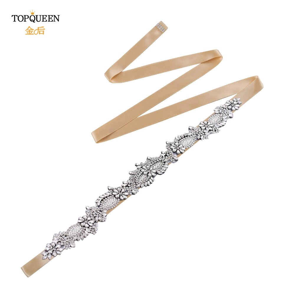 Topqueen  s481 brudekjole bælter og skærper elfenben brudepige kjoler bælte rhinestone beaded bælte brude bælte champagne bælte: Champagne