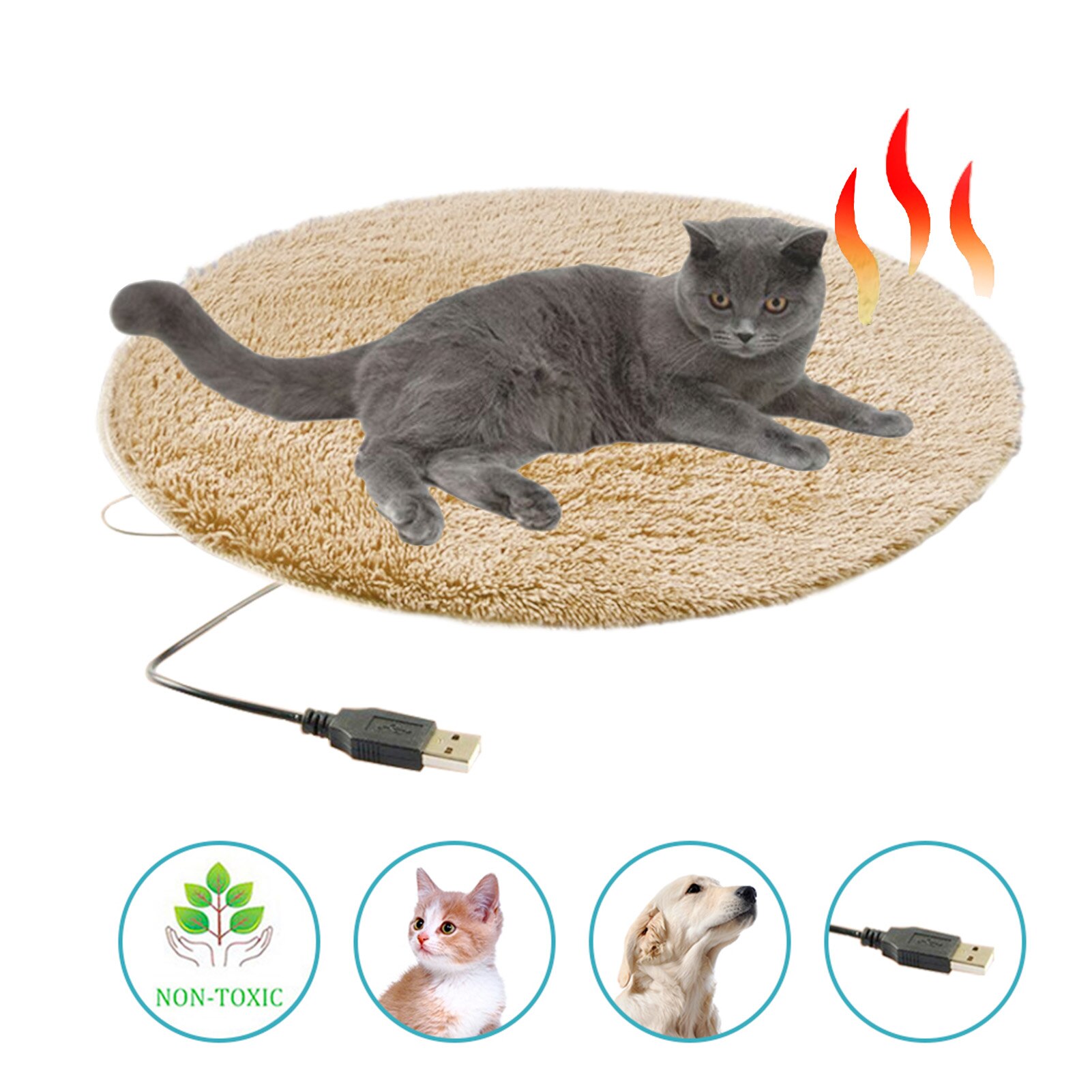 Alfombrilla de felpa con calefacción para perros, manta eléctrica con Usb, temperatura constante, calentador portátil para cachorros, cojín para dormir en invierno: 1
