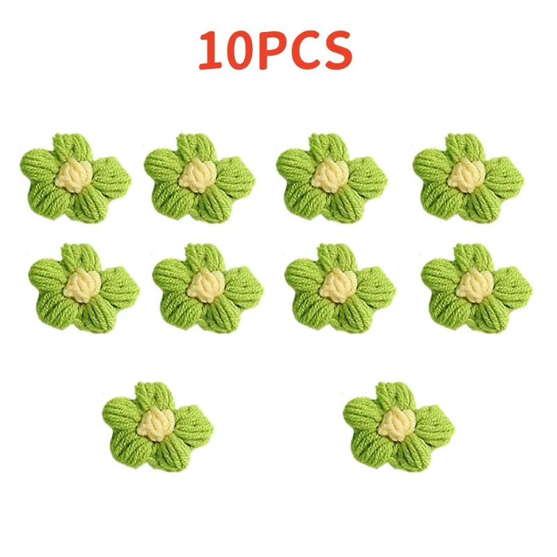 10 Uds. De cabeza de flor tejida, adorno de ramo de hilo de ganchillo, clavel, broche de horquilla tejido a mano, accesorios de costura DIY: Gris claro