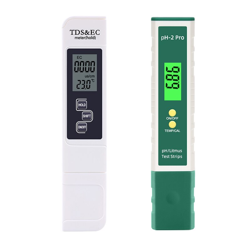 Digital PH EC TDS Meter Pen Water Purity Tester LCD Display Litmus Test -2.00-16.00 for Aquarium Pool Monitor Measurement Tool: PH-2Pro  and EC