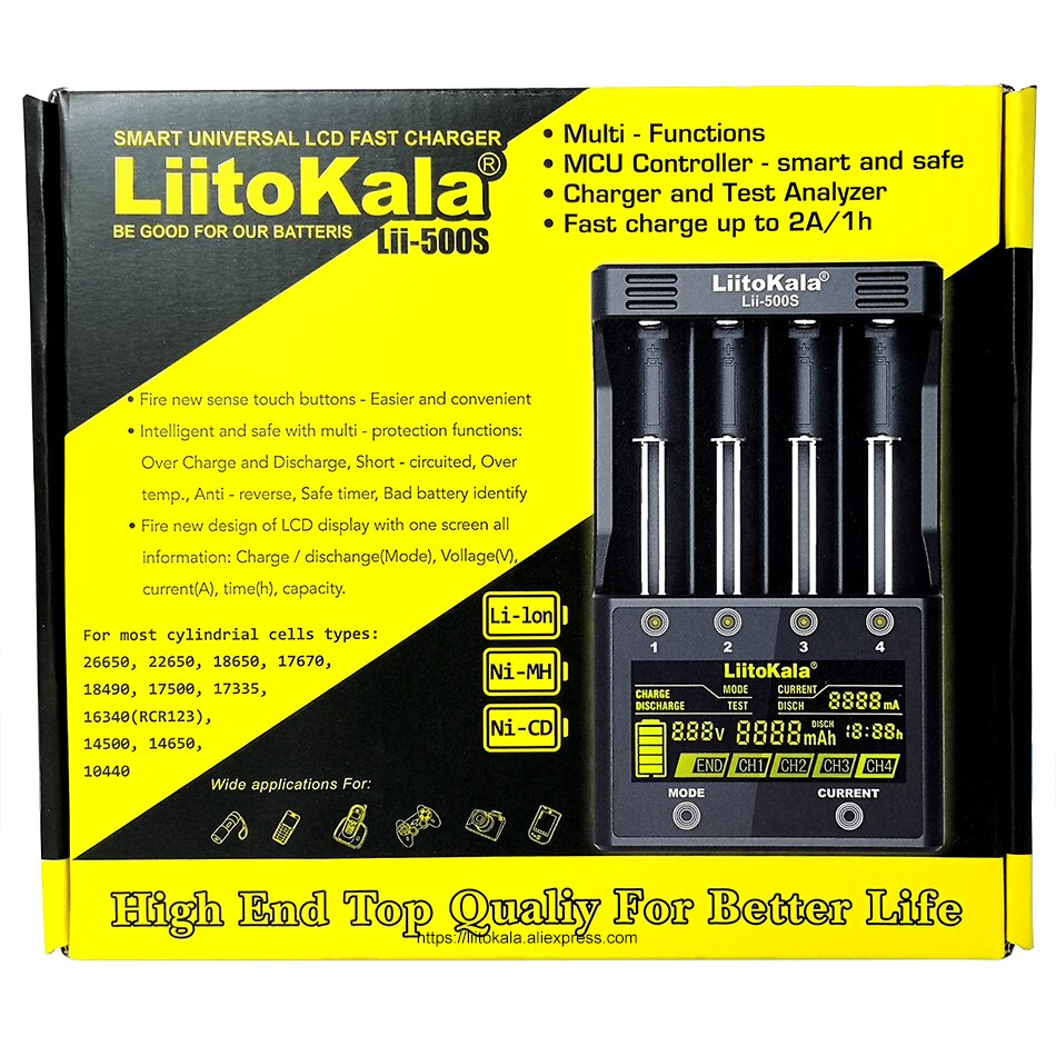 Liitokala Lii-500 Lii-PD4 Lii-500S Lii-PL4 Lii-S4 Sbattery Charger 18650 21700 26650 AA Charger 18350 18500 17500 25500 battery