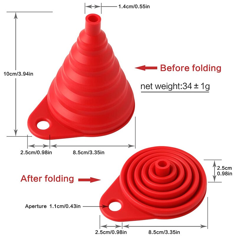 Weckpotlifter met handgrepen en 3 maten siliconen opvouwbare trechters rode opvouwbare weckpottrechterset  of 4