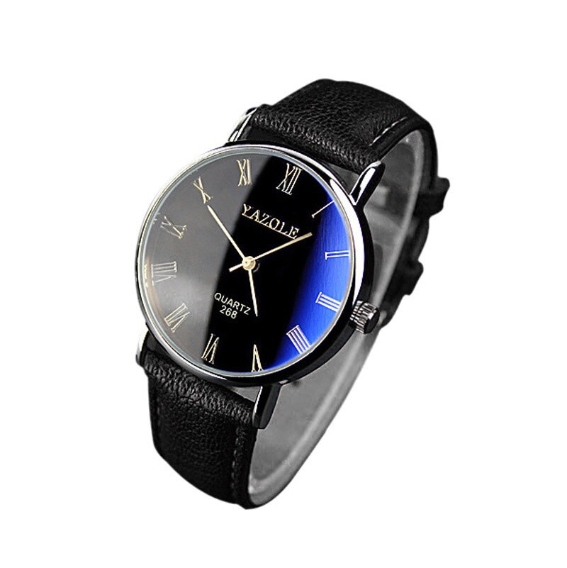 Yazole quartz ur casual relogio masculino luksus ur herre mærke armbåndsur relojes herre business ur: Sort