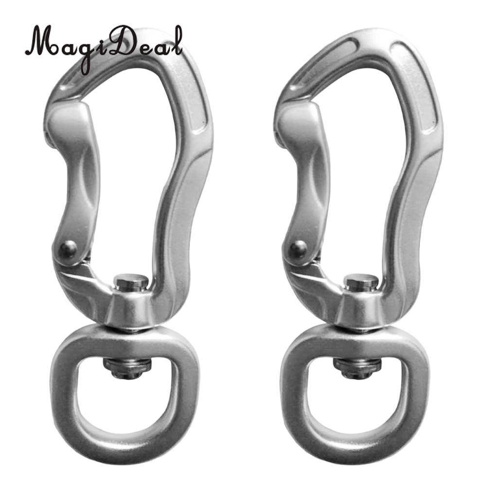 Outdoor 1 Pair Rock Tree Climbing Swivel Carabiner Hanging Connect Hook Camping 71/76mm round eye for Camping Caving Climbing: 76mm silver round