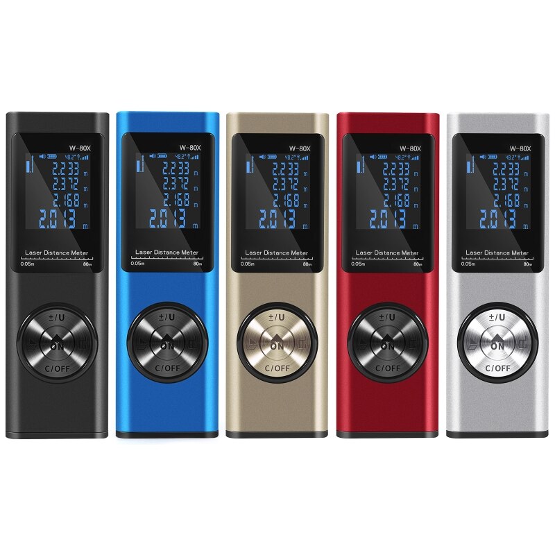 80m Aluminum IP54 4 Measurement Units Digital Infrared Ray Distance Meter Rechargeable Waterproof Dustproof Fallproof