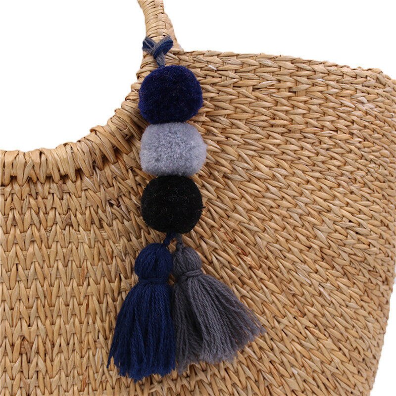 1 Pza hecho a mano Pom borla colorida llavero bolsa encantos colores gradientes llavero Boho joyería accesorios para mujer: E126