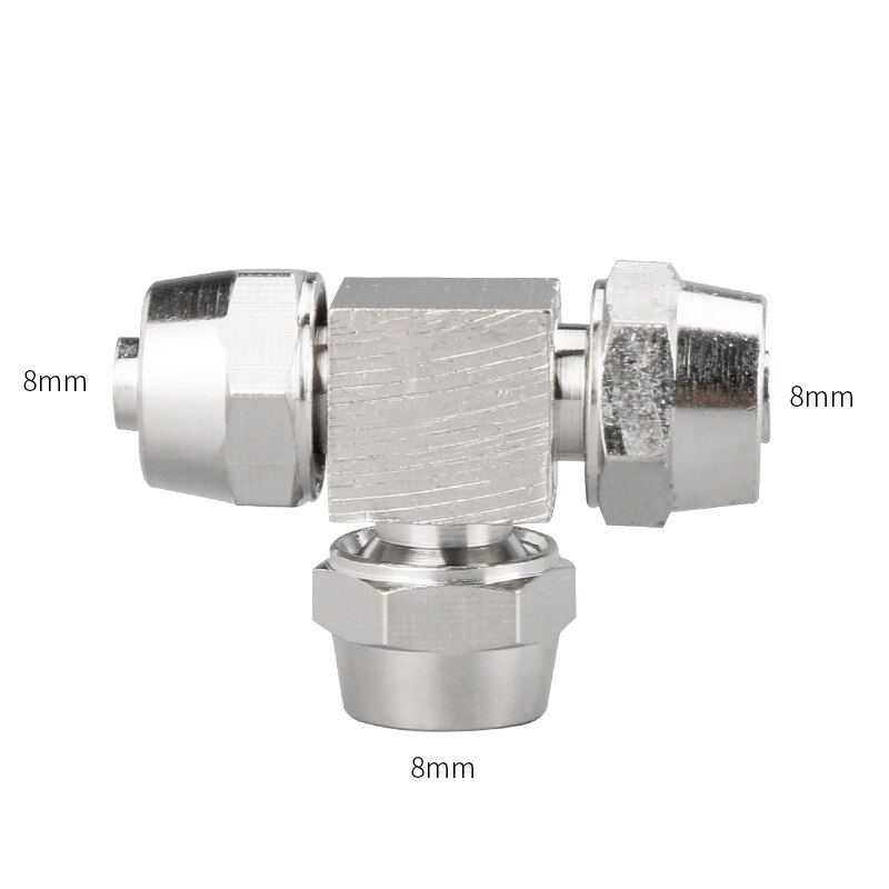 Pneumatiske komponenter pneumatisk lynkobling 4mm 6mm 8mm 10mm 12mm trevejs fittings konnektor til slangerør: 8mm