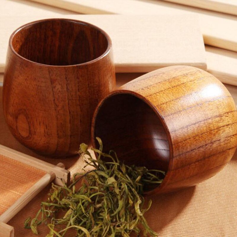 Classical 1Pc Copo De Madeira Natural Artesanal Barriga Grande xícara de Chá Xícara de Suco de Copo de Vinho